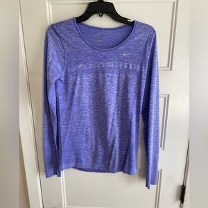 Nike Dri-Fit Knit Long Sleeve Running Shirt Purple Run Fast Live Fearless-Medium
